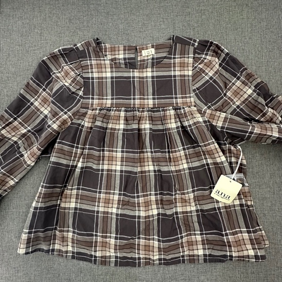 Brand New!  a.n.a a new approach Peplum Blouse XXL Babydoll Style Brown Tan Gray - Picture 6 of 14